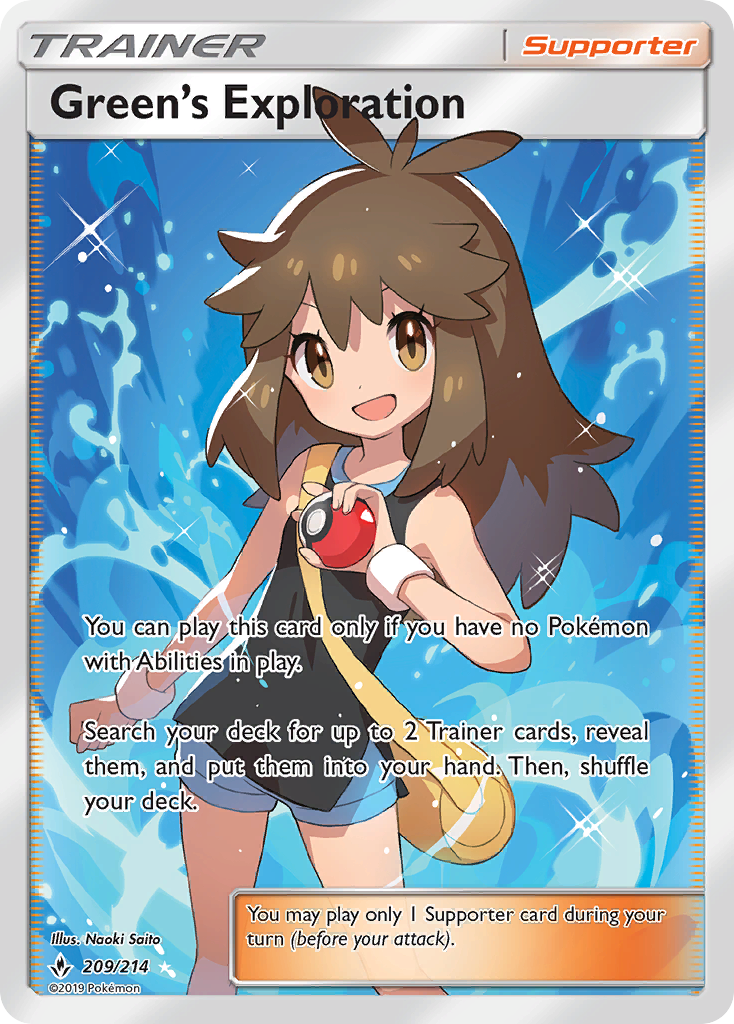 Green's Exploration (Full Art)/214 - SM  Unbroken Bonds Holofoil