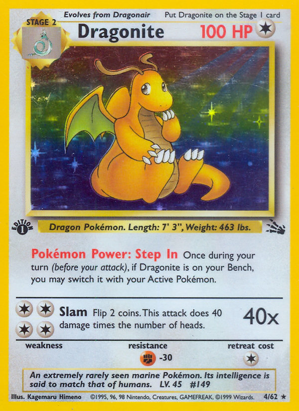 Dragonite (4) 4/62 - Fossil 1st Edition Holofoil