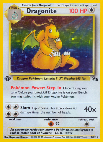Dragonite (4) 4/62 - Fossil 1st Edition Holofoil