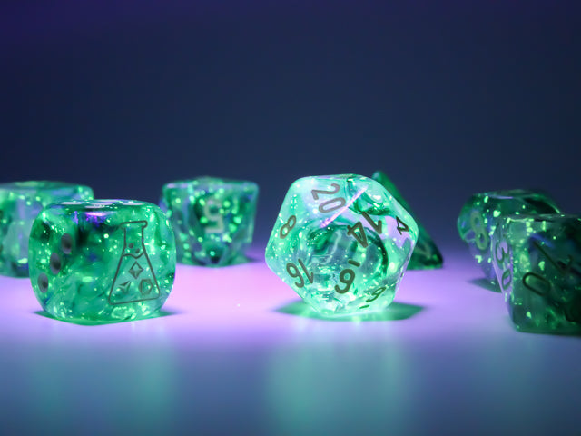 Chessex Lab Dice Borealis Polyhedral Kelp/Light Green Luminary 7-Die Set