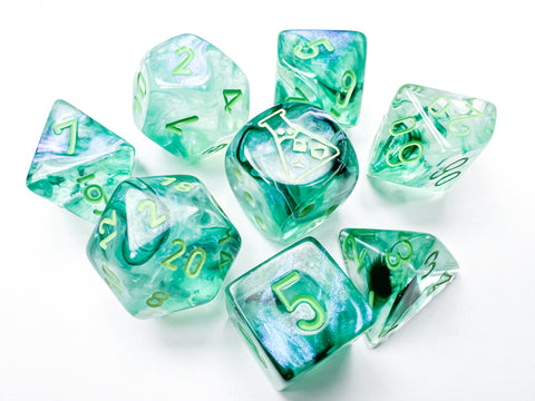 Chessex Lab Dice Borealis Polyhedral Kelp/Light Green Luminary 7-Die Set