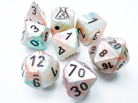 Chessex Lab Dice Lustrous Polyhedral Sea Shell/Black Luminary 7-Die Set