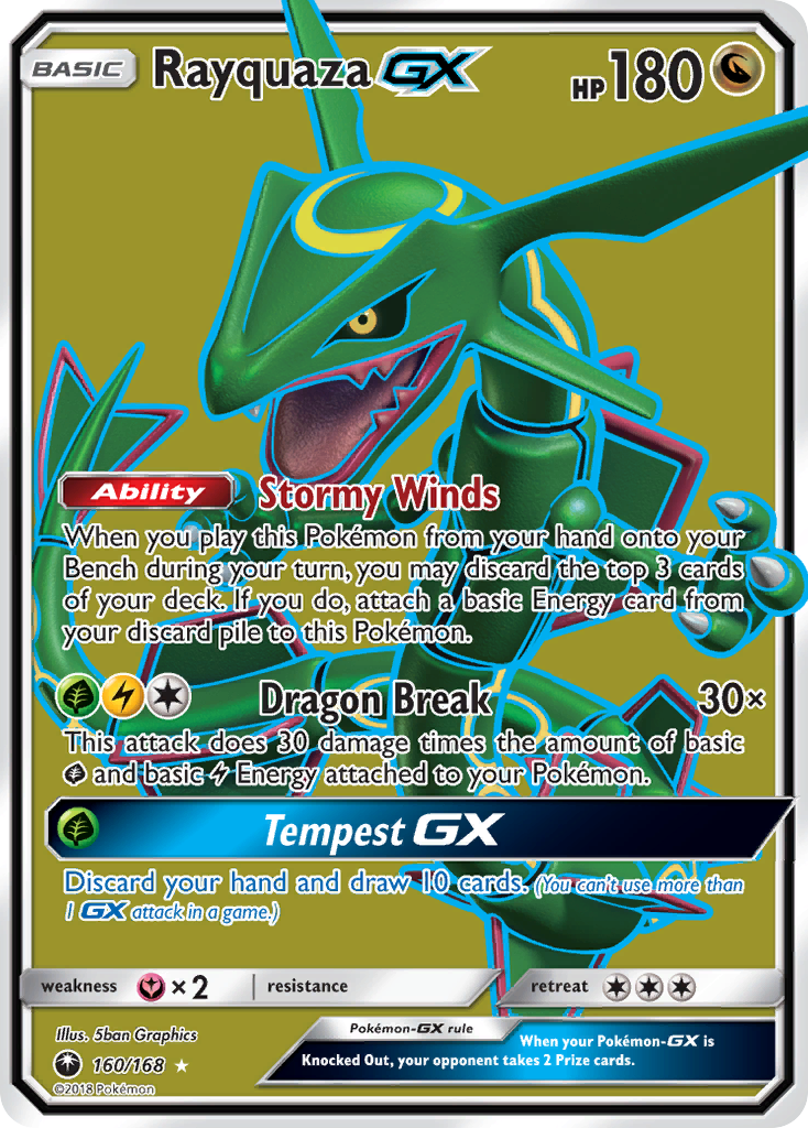 Rayquaza GX (Full Art)/168 - SM  Celestial Storm Holofoil