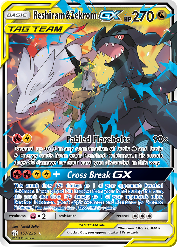 Reshiram & Zekrom GX 157/236 - SM  Cosmic Eclipse Holofoil