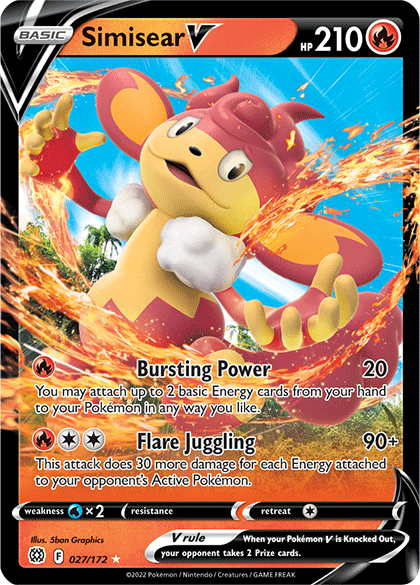 Simisear V 27/172 - SWSH09 Brilliant Stars Holofoil