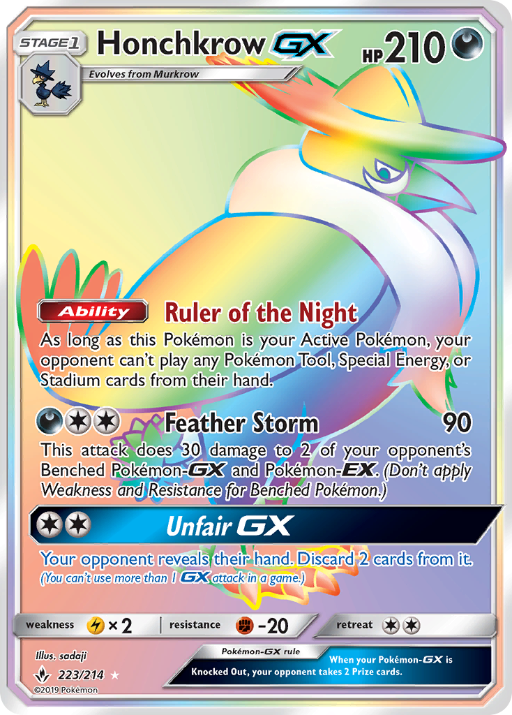 Honchkrow GX (Secret)/214 - SM  Unbroken Bonds Holofoil
