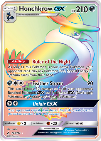 Honchkrow GX (Secret)/214 - SM  Unbroken Bonds Holofoil