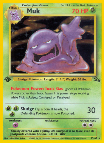 Muk (13) 13/62 - Fossil 1st Edition Holofoil