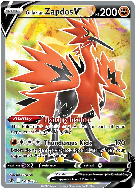 Galarian Zapdos V (Full Art) 173/198 - SWSH06 Chilling Reign Holofoil