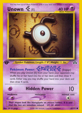 Unown [E] 67/75 - Neo Discovery 1st Edition