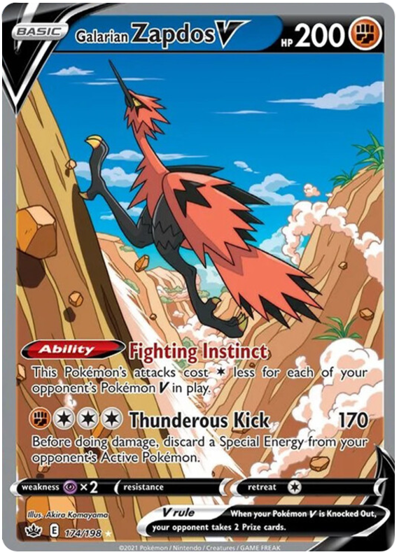 Galarian Zapdos V (Alternate Full Art) 174/198 - SWSH06 Chilling Reign Holofoil