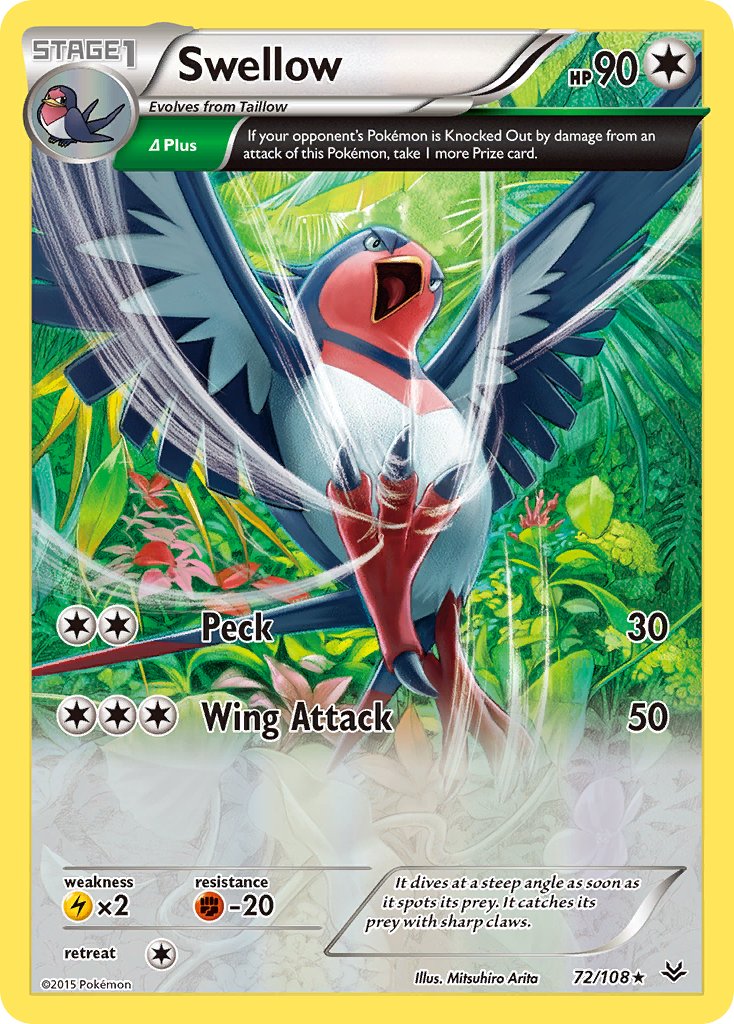 Swellow - 72/108 (XY Roaring Skies) - Deck Exclusives