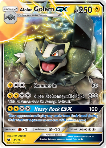 Alolan Golem GX 34/111 - SM  Crimson Invasion Holofoil