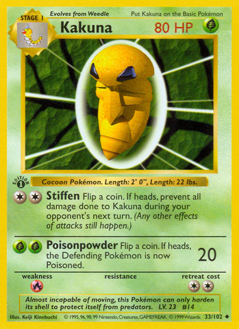 Kakuna - 33/102 - 1st Edition Base Set Shadowless - Uncommon