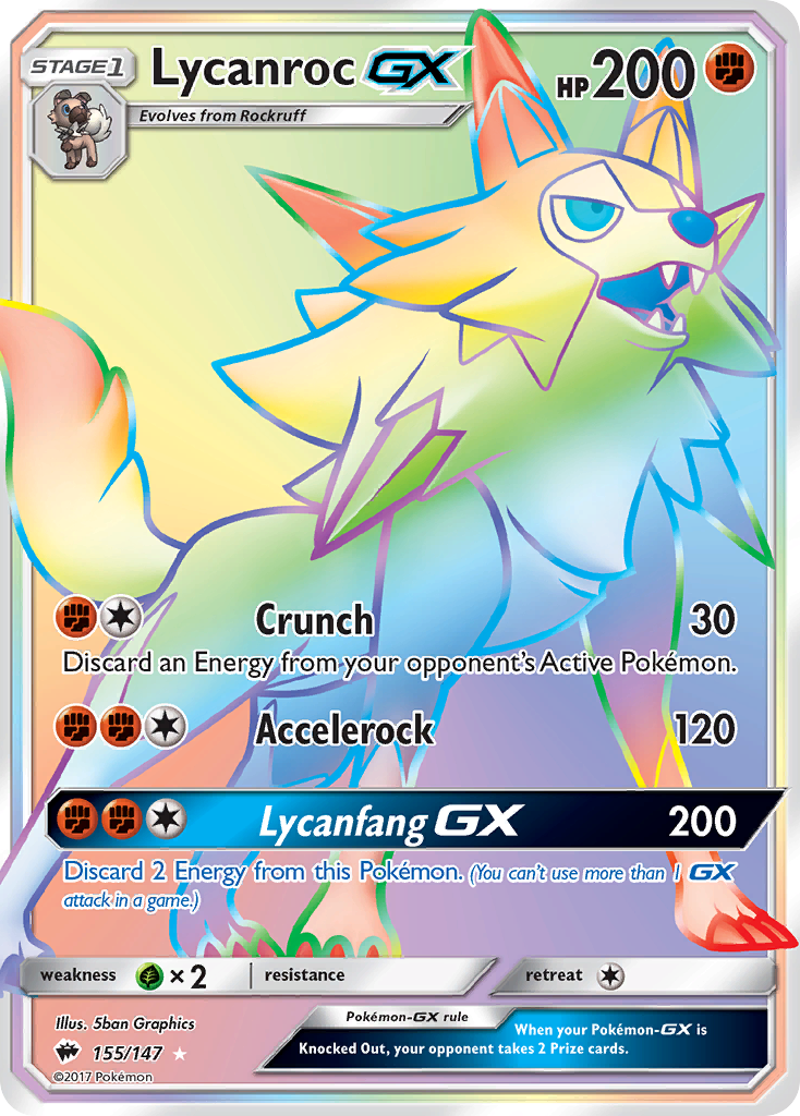 Lycanroc GX (Secret)/147 - SM  Burning Shadows Holofoil