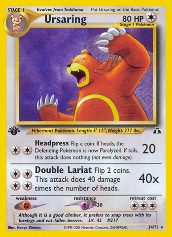 Ursaring (34) 34/75 - Neo Discovery 1st Edition