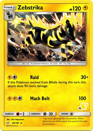 Zebstrika - 45/181 (#16 Pikachu Stamped) - Battle Academy