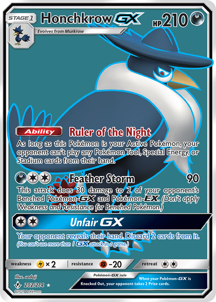 Honchkrow GX (Full Art) 202/214 - SM  Unbroken Bonds Holofoil