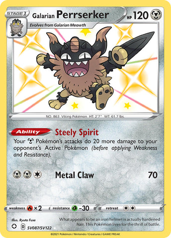 Galarian Perrserker SV087/122 - Shining Fates Shiny Vault Holofoil