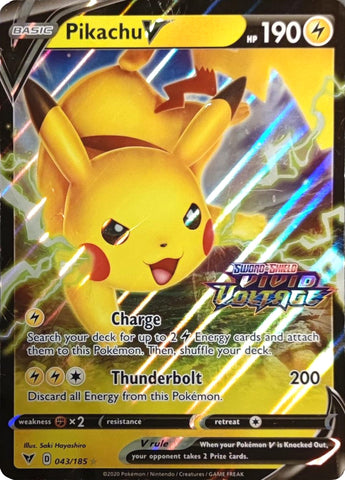 Pikachu V - 043/185 (Vivid Voltage Stamped) - Jumbo Cards Holofoil