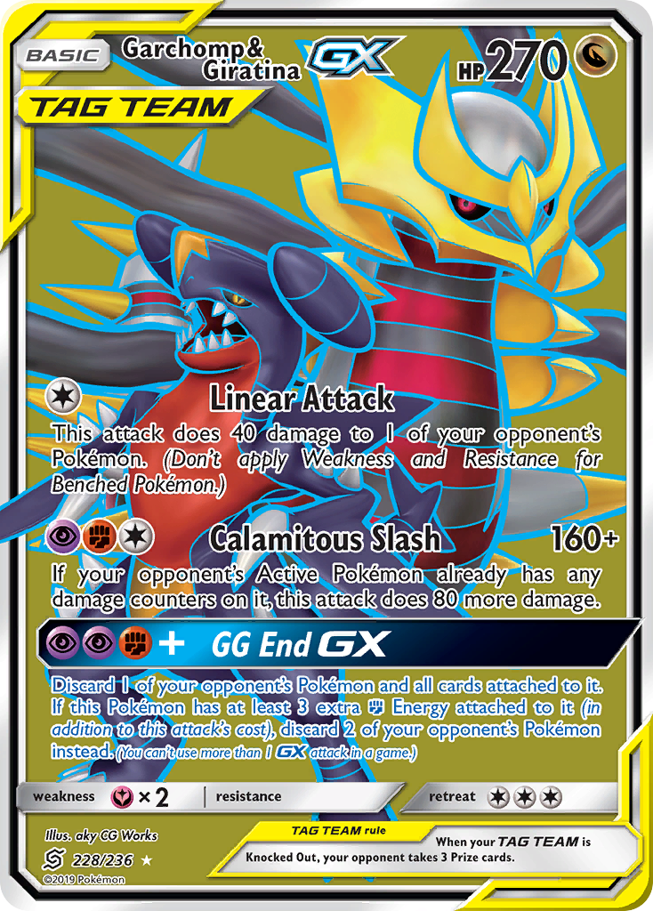 Garchomp & Giratina GX (Full Art)/236 - SM  Unified Minds Holofoil