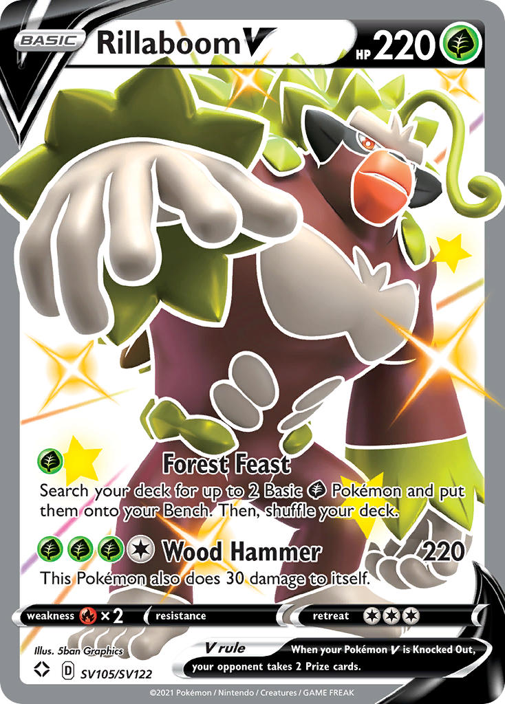 Rillaboom V SV105/122 - Shining Fates Shiny Vault Holofoil