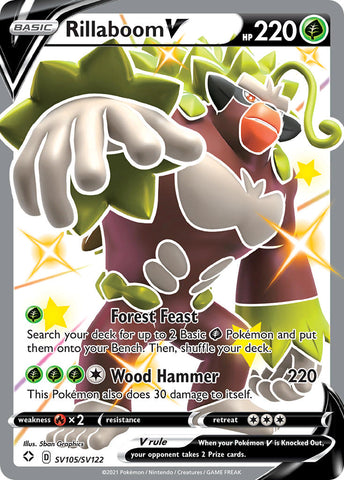 Rillaboom V SV105/122 - Shining Fates Shiny Vault Holofoil