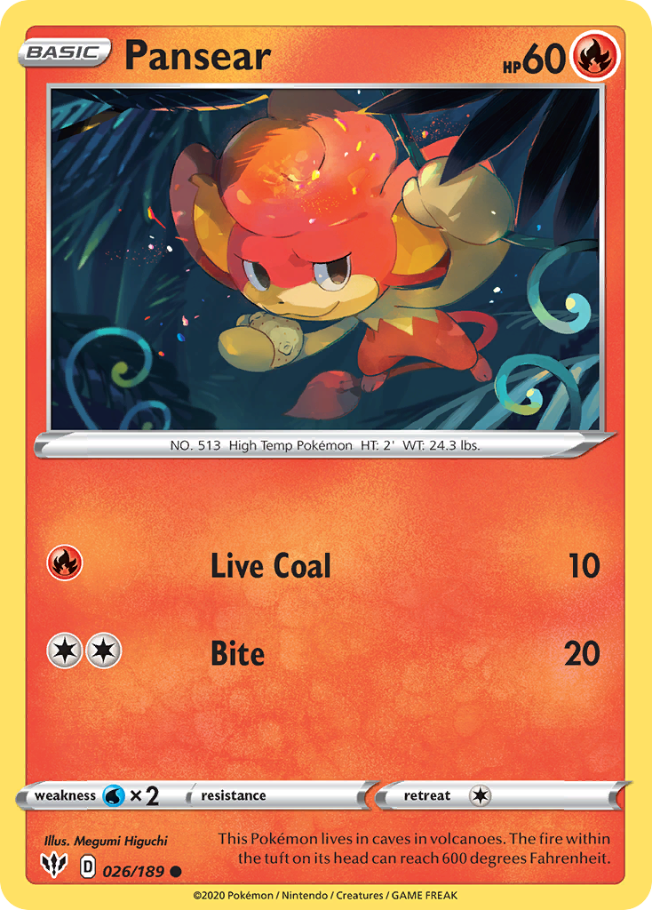 Pansear 26/189 - SWSH03 Darkness Ablaze