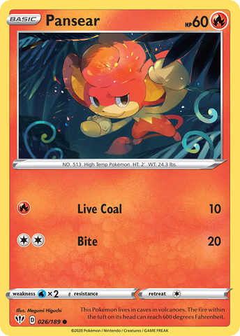 Pansear 26/189 - SWSH03 Darkness Ablaze