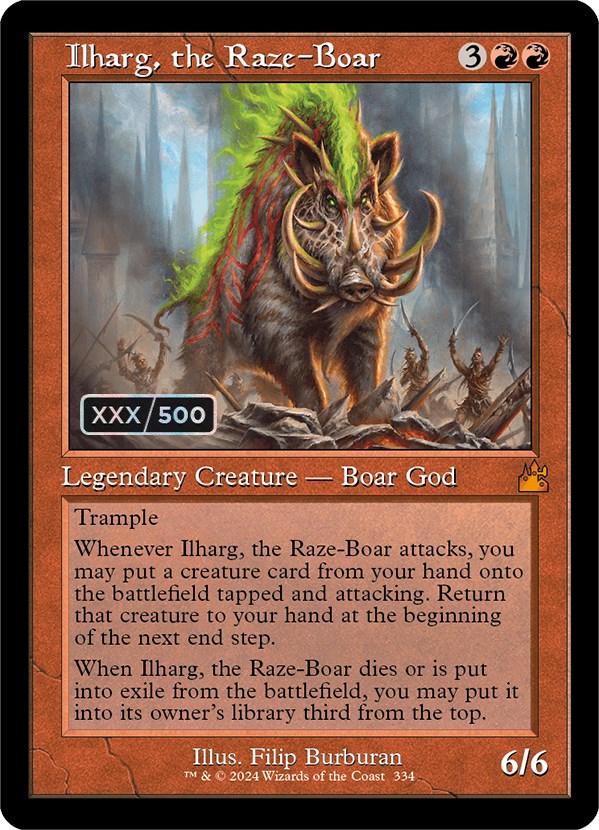Ilharg, the Raze-Boar (Retro Frame) (Serial Numbered) (RVR-334) - Ravnica Remastered Foil