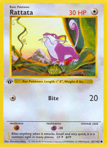 Rattata - 61/102 - 1st Edition Base Set Shadowless - Common