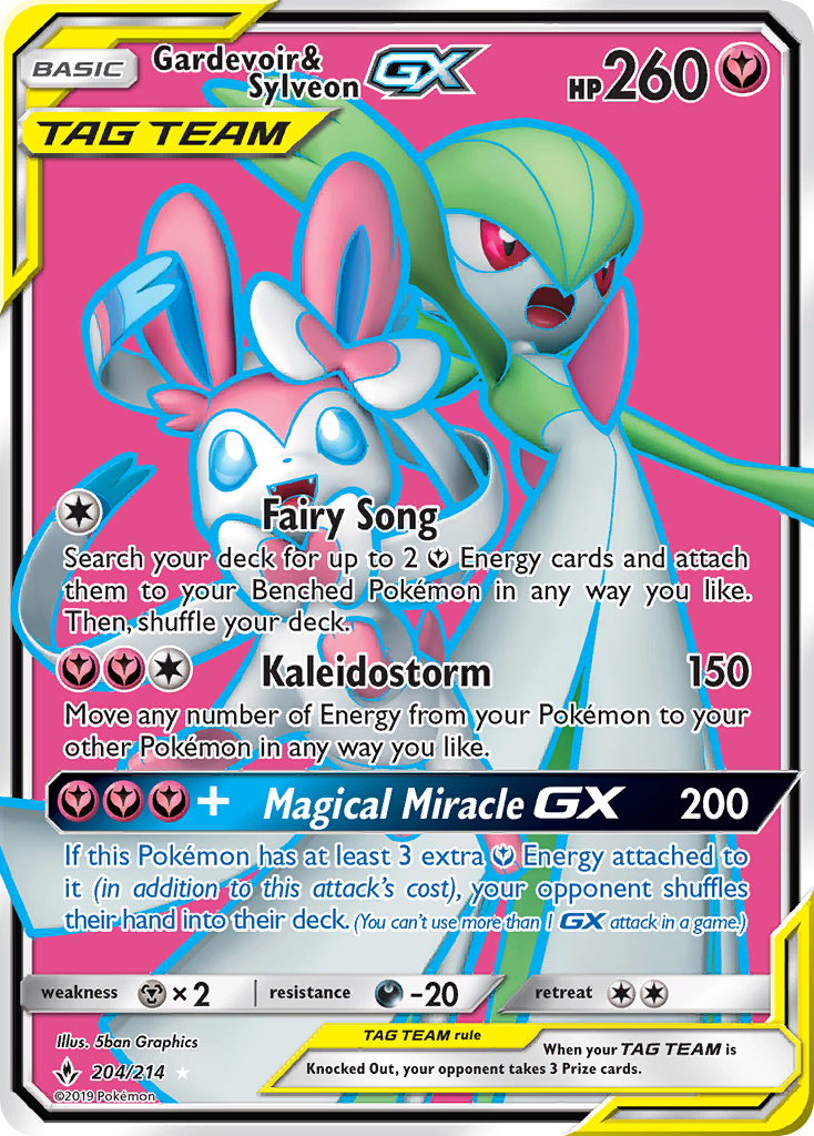 Gardevoir & Sylveon GX (204) (Full Art)/214 - SM  Unbroken Bonds Holofoil