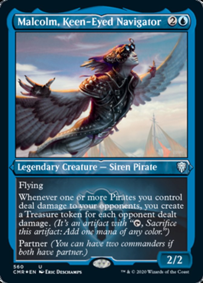Malcolm, Keen-Eyed Navigator (Foil Etched) (CMR-560) - Commander Legends Foil