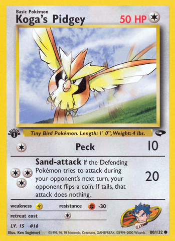 Koga's Pidgey (80) 80/132 - Gym Challenge 1st Edition