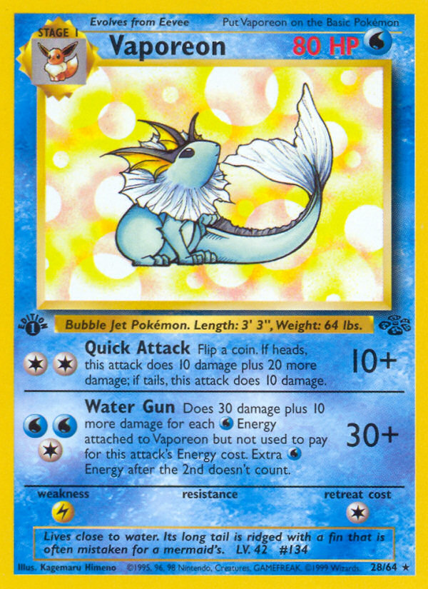 Vaporeon (28) 28/64 - Jungle 1st Edition