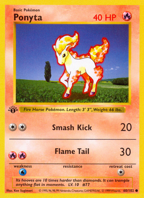 Ponyta - 60/102 - 1st Edition Base Set Shadowless - Common