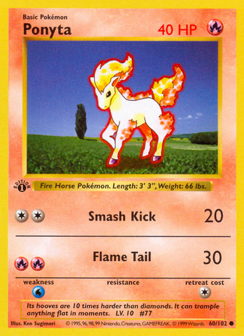 Ponyta - 60/102 - 1st Edition Base Set Shadowless - Common