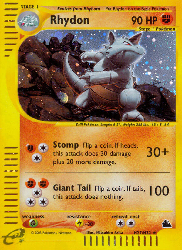 Rhydon (H27) - H27/144 - Holofoil Skyridge - Holo Rare