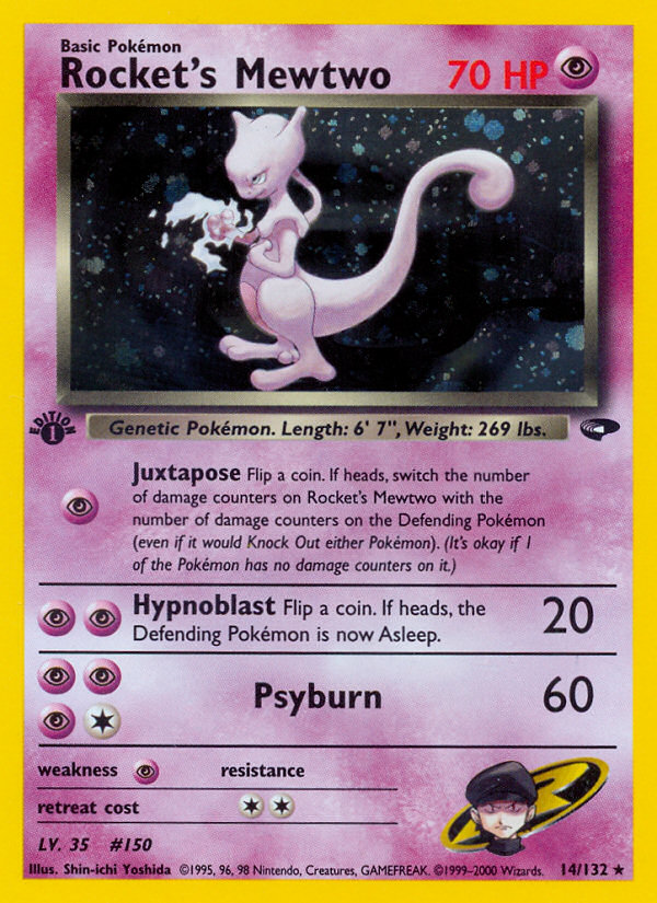 Rocket's Mewtwo/132 - Gym Challenge 1st Edition Holofoil