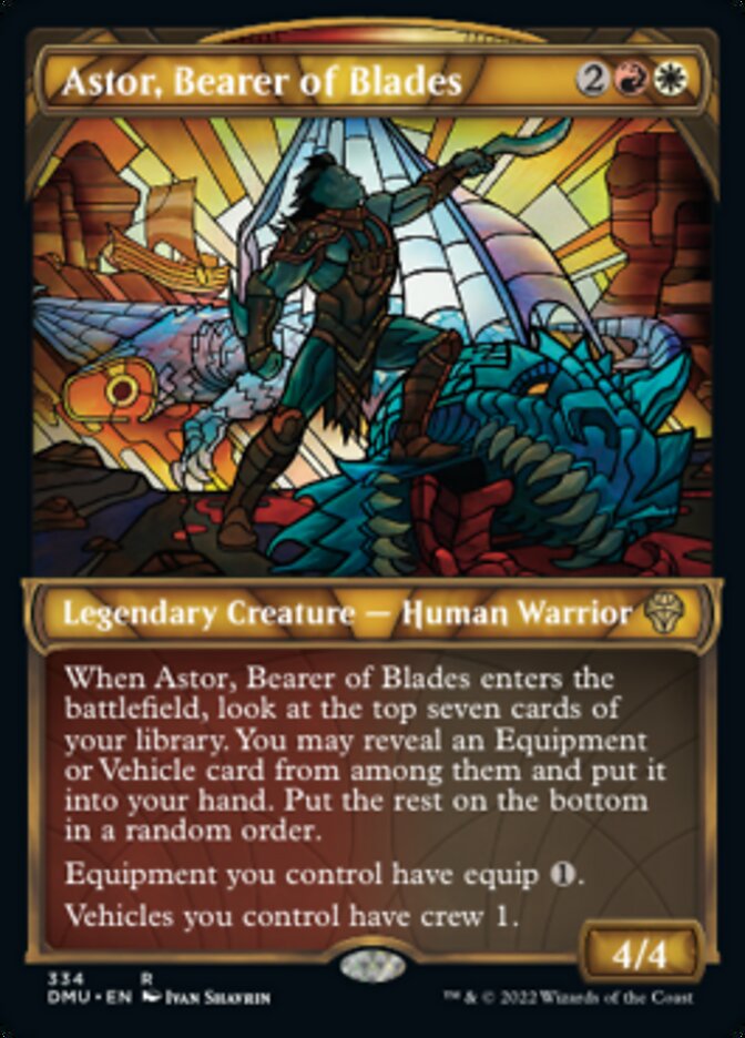 Astor, Bearer of Blades (Textured Foil) (DMU-334) - Dominaria United: (Showcase) Foil