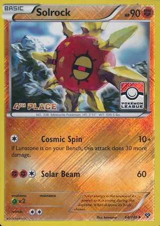 Solrock - 64/146 (Pokemon League) [4th Place] - League & Championship Cards Reverse Holofoil