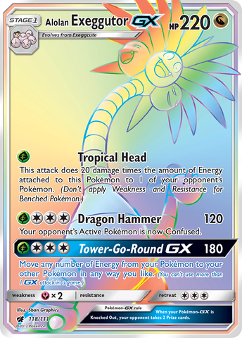 Alolan Exeggutor GX (Secret) 118/111 - SM  Crimson Invasion Holofoil