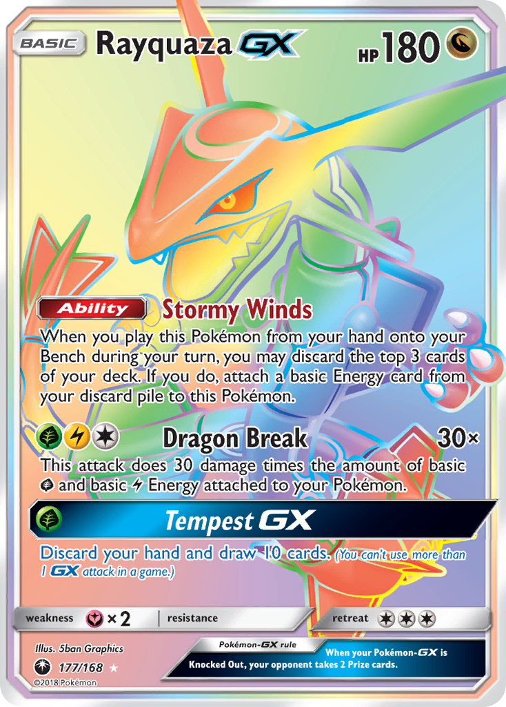 Rayquaza GX (Secret)/168 - SM  Celestial Storm Holofoil