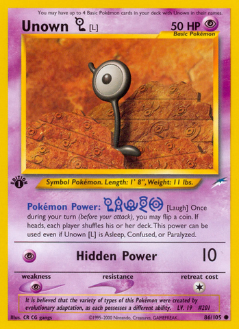 Unown [L] 86/105 - Neo Destiny 1st Edition