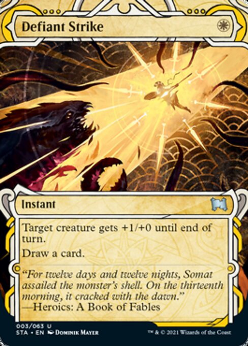 Defiant Strike (Foil Etched) (STA-003) - Strixhaven Mystical Archive (Borderless) Foil