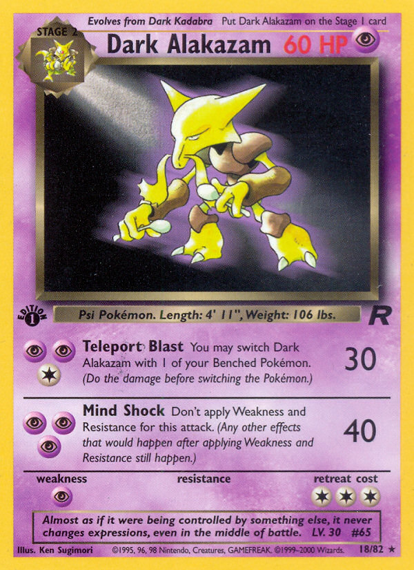 Dark Alakazam (18) 18/82 - Team Rocket 1st Edition