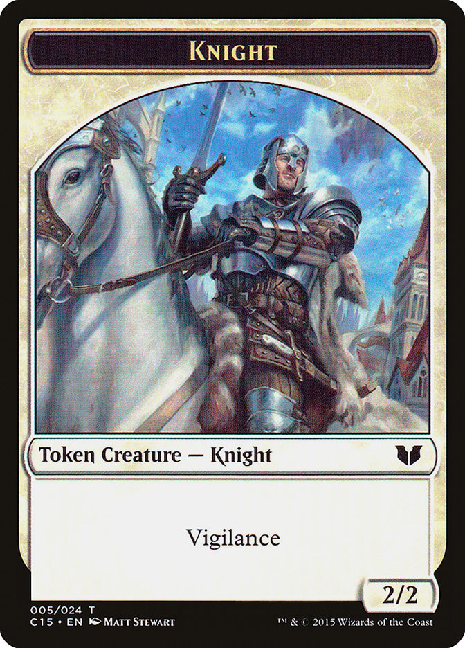 Gold // Knight (Vigilance) Double-Sided Token (C15-24 // 5) - Commander 2015 Tokens