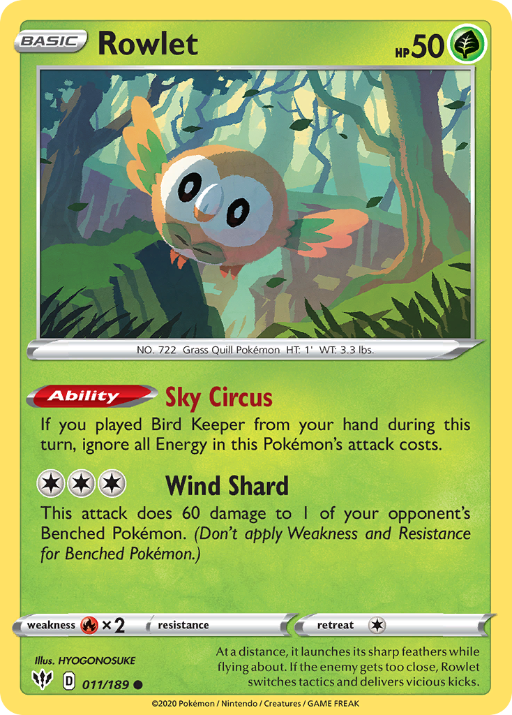 Rowlet 11/189 - SWSH03 Darkness Ablaze