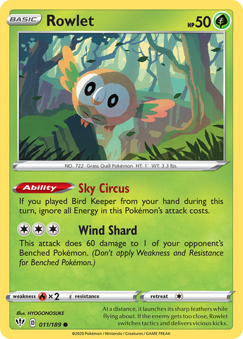 Rowlet 11/189 - SWSH03 Darkness Ablaze
