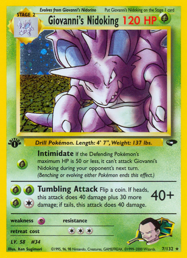 Giovanni's Nidoking 7/132 - Gym Challenge 1st Edition Holofoil